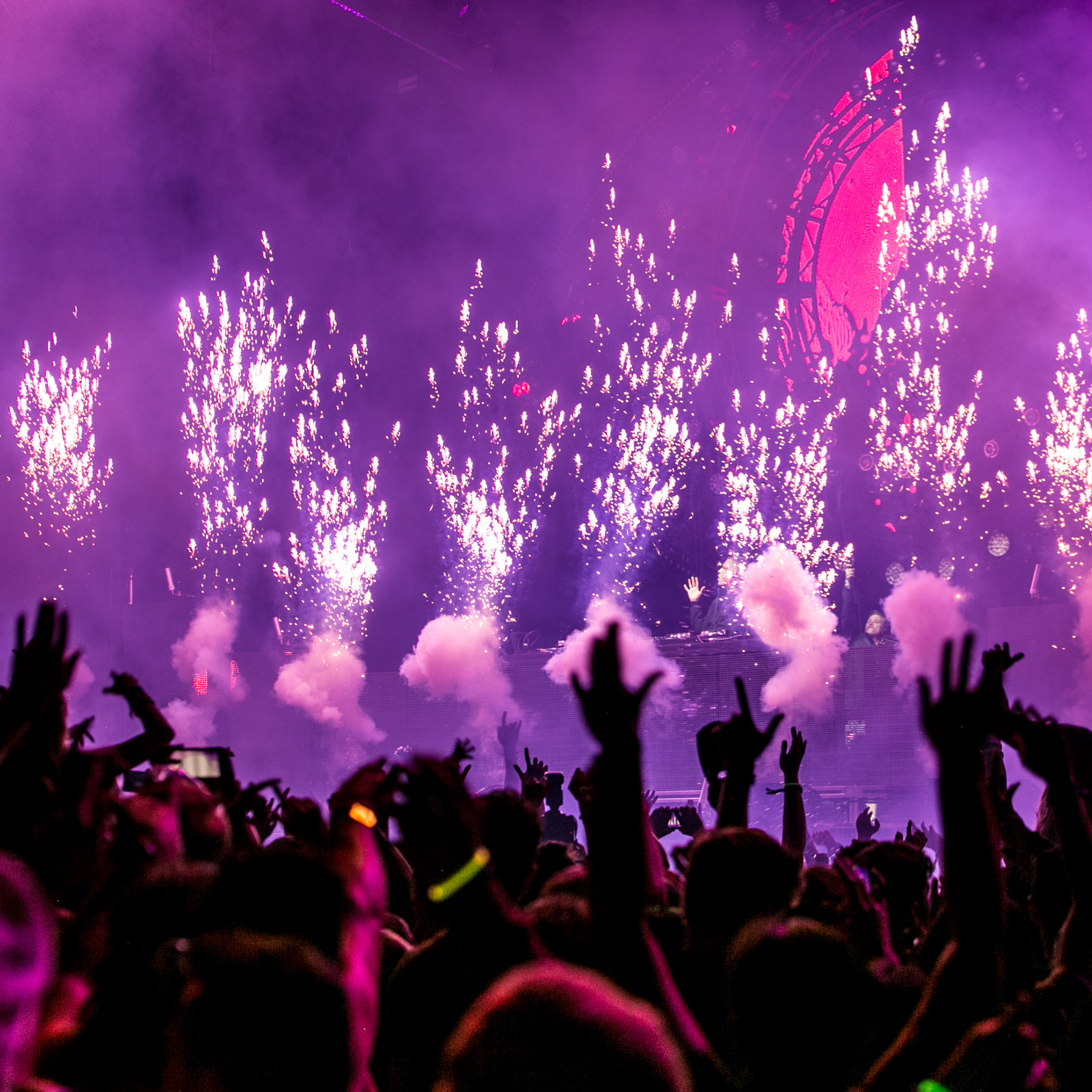 Live entertainment with stage fireworks