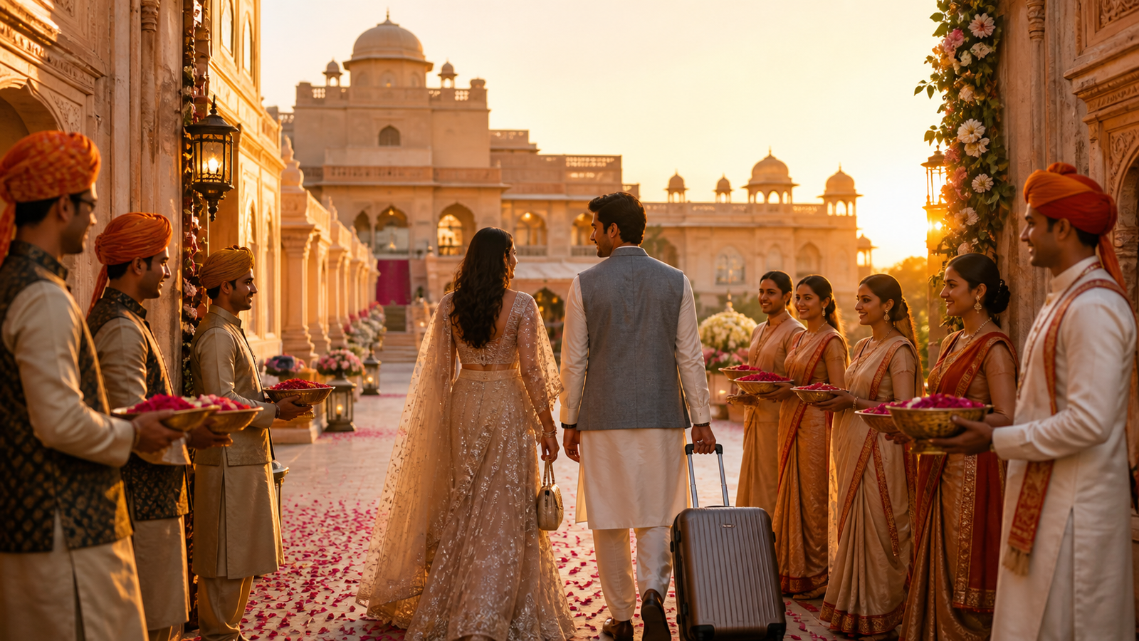Guests arriving at Jaipur destination wedding
